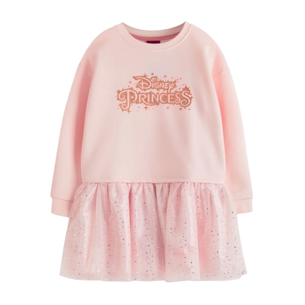Disney Princess Girls Logo Glitter Casual Dress 5-6 Years Pink Pink 5-6 Years