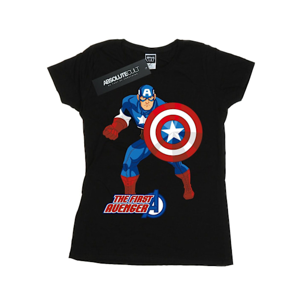 Captain America Dam T-shirt för kvinnor/damer The First Avenger L Svart Black L