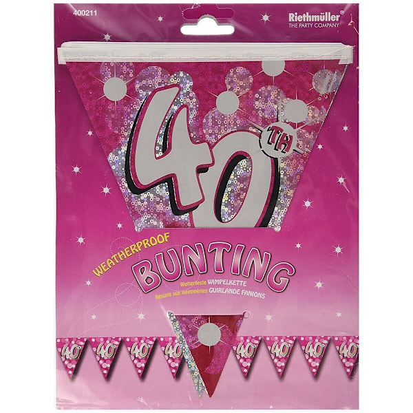 Riethmuller Folie Glitter 40-årsdag Vimpel En Storlek Rosa Pink One Size