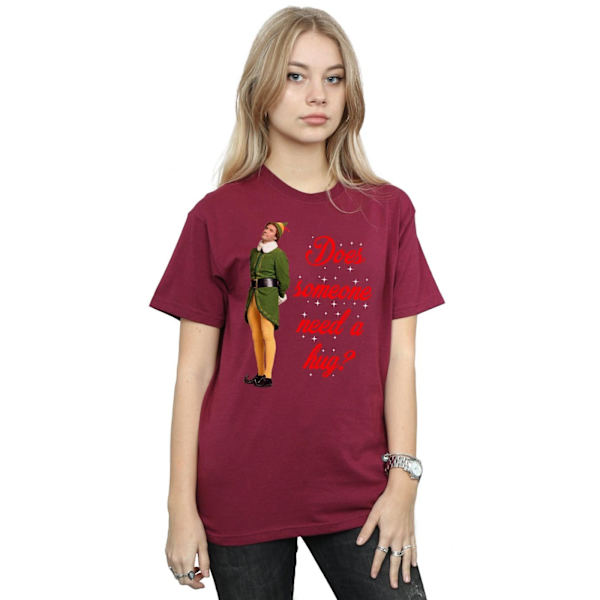 Elf Womens/Ladies Hug Buddy Bomull Boyfriend T-Shirt S Bourgogne Burgundy S