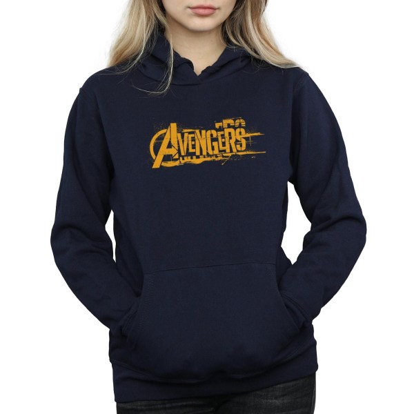 Marvel Womens/Ladies Avengers Infinity War Hoodie med orange logotyp M Navy Blue M