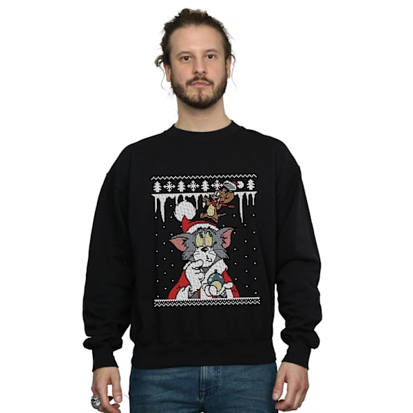Tom And Jerry Herr Jul Fair Isle Sweatshirt M Svart Black M