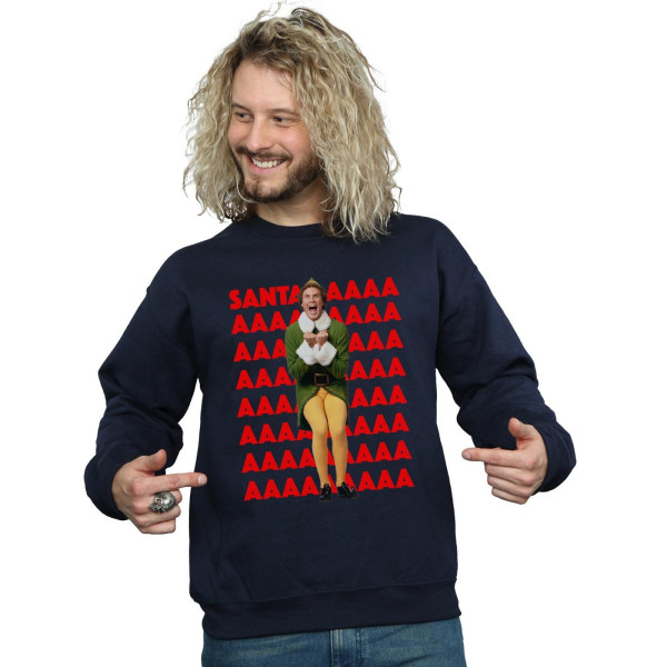 Elf Mens Buddy Santa Scream Sweatshirt 3XL Marinblå Navy Blue 3XL