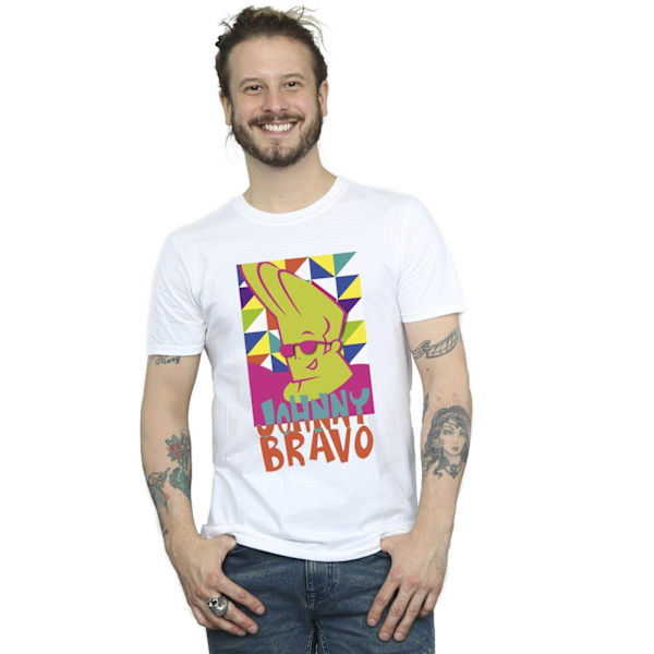 Johnny Bravo Herr Multi Triangles Pop Art T-Shirt 4XL Vit White 4XL