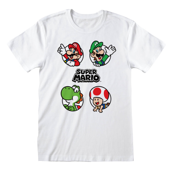 Super Mario Unisex Vuxen Circle T-Shirt XXL Vit White XXL
