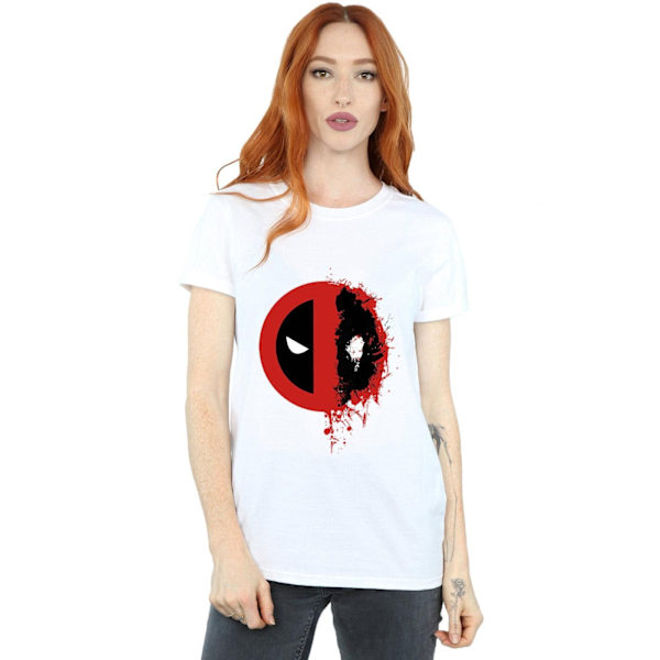 Marvel Dam/Damer Deadpool Split Splat Logo Bomull Boyfriend White L