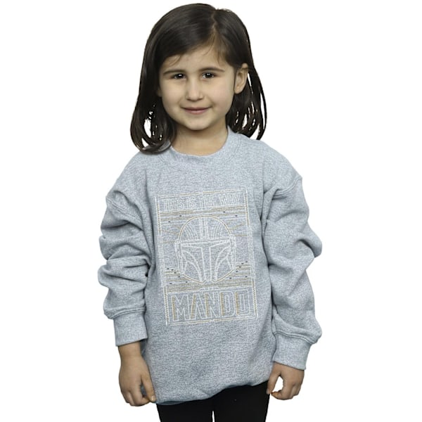 Star Wars Girls The Mandalorian The Way Outline Helm Sweatshirt Sports Grey 7-8 Years