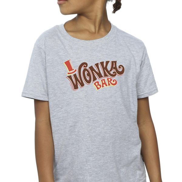 Willy Wonka Girls Bar Logo Bomull T-shirt 9-11 år Sport Grå Sports Grey 9-11 Years