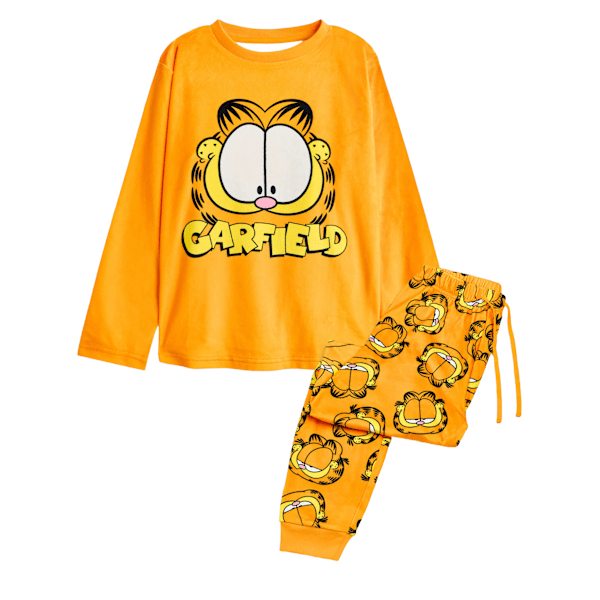 Garfield Dam Fleece Långärmad Lång Pyjamas Orange S