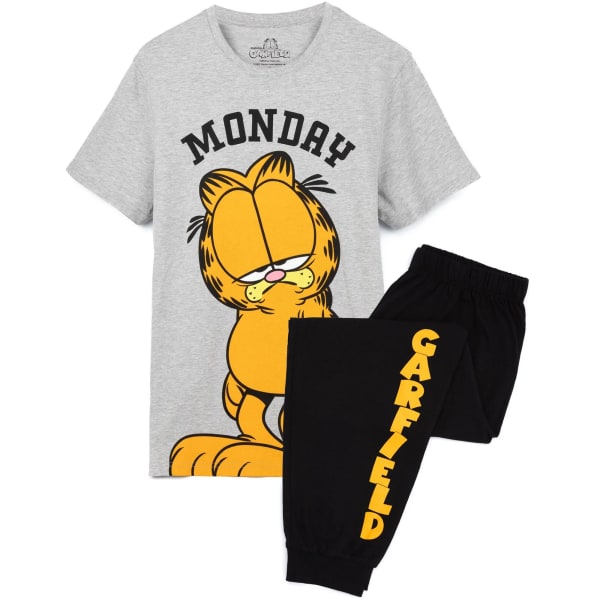 Garfield Mens Monday Long Pyjamas Set M Grå/Svart/Gul Grey/Black/Yellow M
