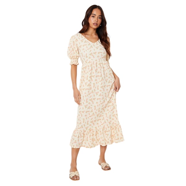 Dorothy Perkins Damklänning/Damklänningar Ditsy Print Tiered Petite Midi Dr Ivory 8 UK