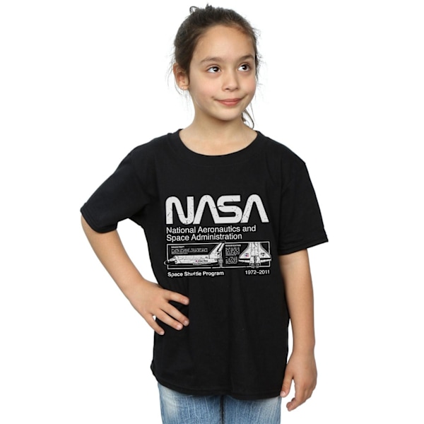 NASA Girls Classic Space Shuttle Bomull T-shirt 5-6 år Svart Black 5-6 Years