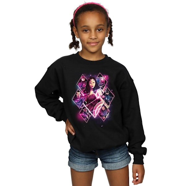 DC Comics Girls Justice League Movie Team Diamonds Sweatshirt 5 Black 5-6 Years