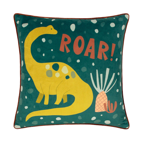 Little Furn Roar Piped Sammetskuddeöverdrag 43cm x 43cm Teal Teal 43cm x 43cm