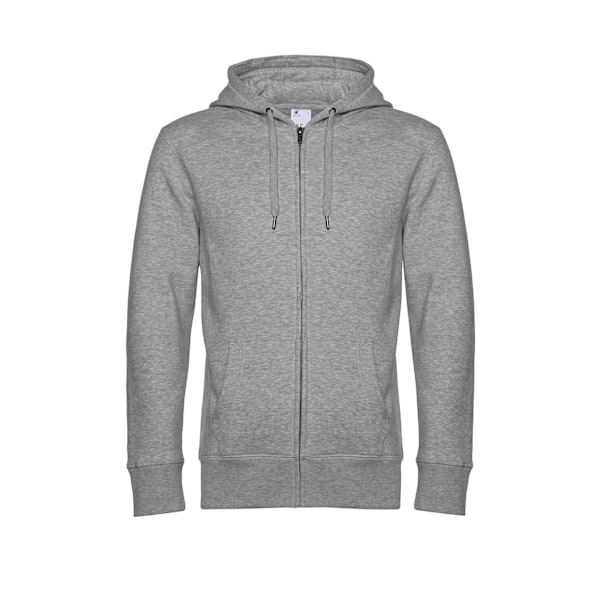 B&C Herr Full Zip Hoodie M Grå Melering Grey Heather M