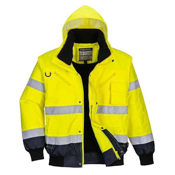 Portwest Herr 3 i 1 Hi-Vis Bomberjacka 4XL Gul/Marinblå Yellow/Navy 4XL