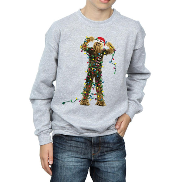 Star Wars Boys Chewbacca Julbelysning Sweatshirt 7-8 år Sports Grey 7-8 Years