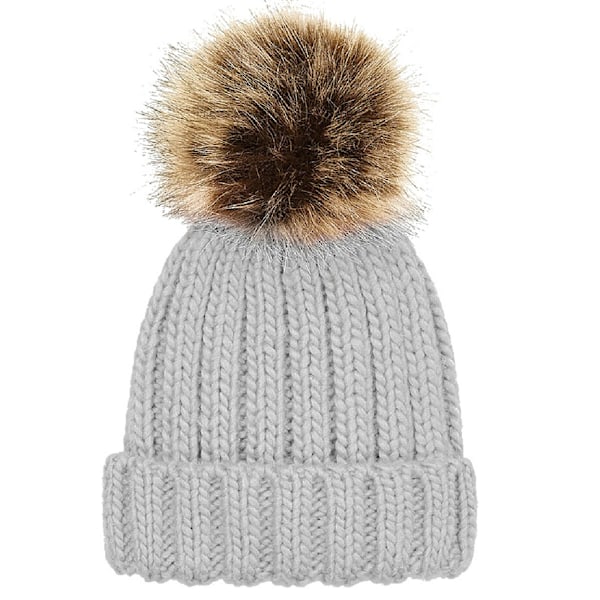Beechfield Barn/Barn Pom Pom Chunky Beanie En Storlek Ljus Light Grey One Size