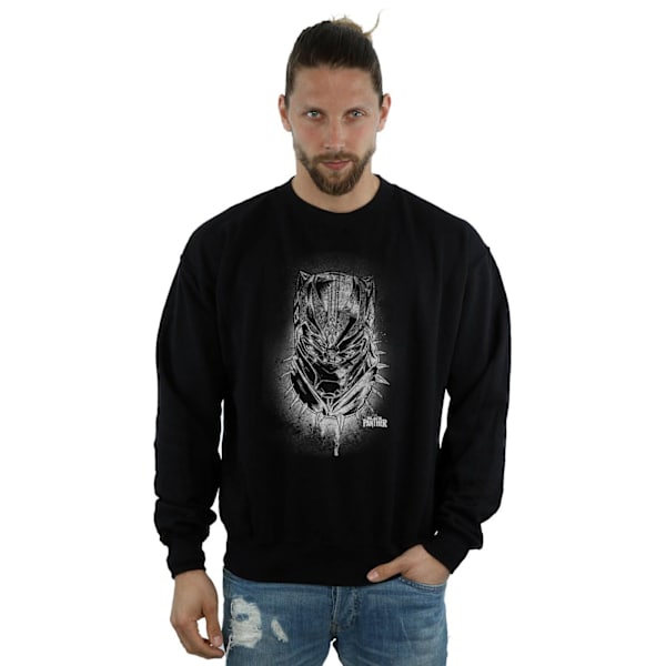 Marvel Mens Black Panther Spray Headshot Sweatshirt L Svart Black L