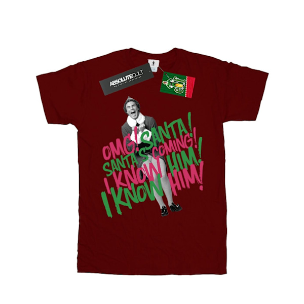 Elf Girls Santa´s Coming Bomull T-shirt 12-13 år Bourgogne Burgundy 12-13 Years