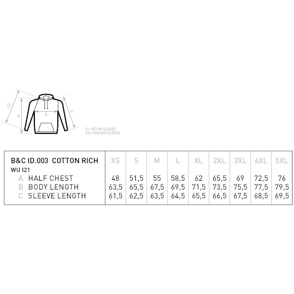 B&C Unisex Vuxen Tröja med Huva/Hoodie 4XL Vit White 4XL