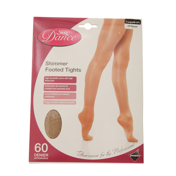 Silkeslena dam/damdans skimrande helfotsstrumpbyxor (1 par) Med Light Toast Medium (5ft-5ft8”)