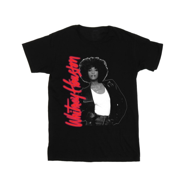 Whitney Houston Dam/Kvinnor Whitney Pose Bomull Boyfriend T-Shirt - S Black 5XL