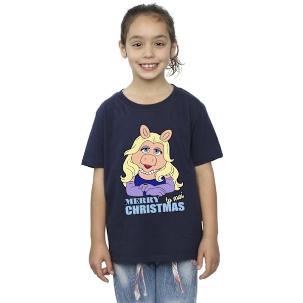 Disney Girls Muppets Miss Piggy Queen of Holidays Bomull T-Shir Navy Blue 9-11 Years