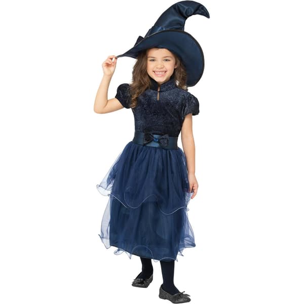 Smiffys Flickor Deluxe Midnatts Häxdräkt 7-9 År Blå Blue 7-9 Years