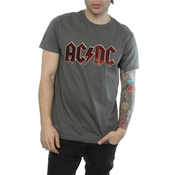 AC/DC Herr Raw Distressed Logo T-Shirt M Charcoal Charcoal M