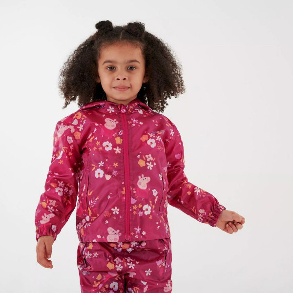 Regatta Childrens/Kids Floral Greta Gris Packaway Waterproof Jac Berry Pink/Autumn 18-24 Months