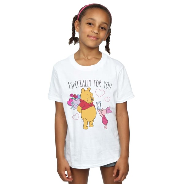 Disney Girls Winnie The Pooh Piglet Valentines Gift Bomull T-shirt White 7-8 Years