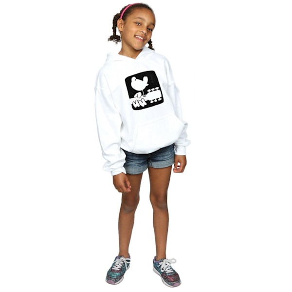 Woodstock Girls Guitar Logo Hoodie 5-6 år Vit White 5-6 Years