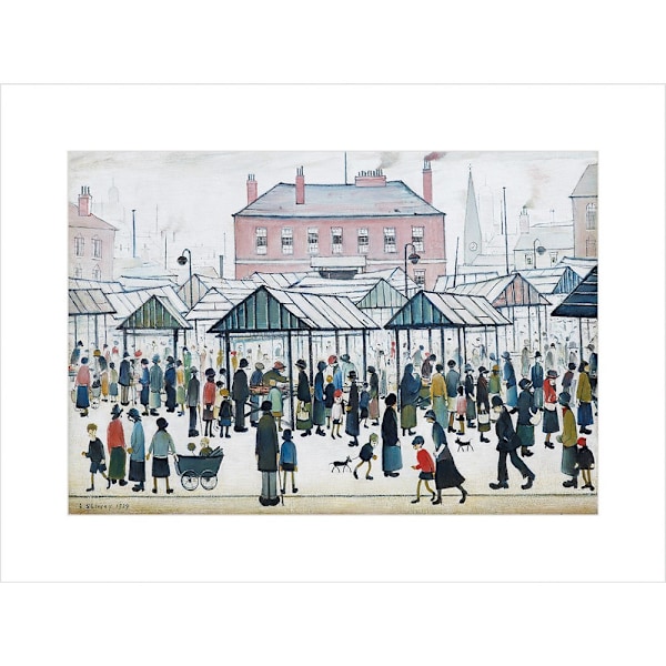 L.S. Lowry Marknadsscen Norra Staden 1939 Tryck 30cm x 40cm Mu Multicoloured 30cm x 40cm
