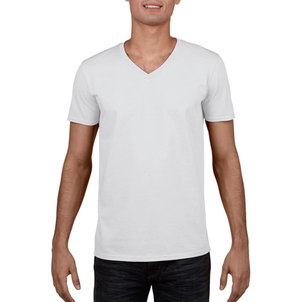 Gildan Mens Soft Style V-Neck Kortärmad T-Shirt XL Vit White XL