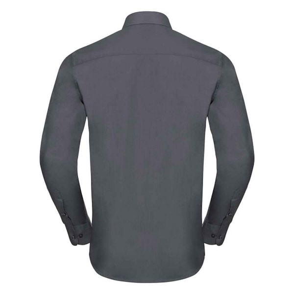Russell Collection Herr Poplin Skräddarsydd Långärmad Skjorta XL C Convoy Grey XL