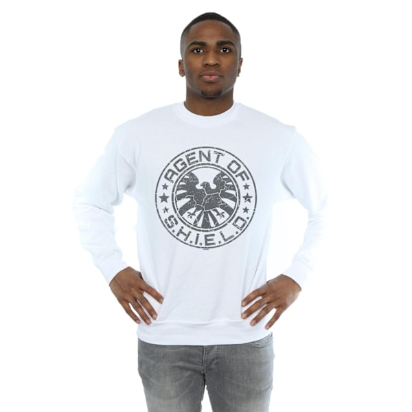 Marvel Mens Avengers Shield Beaten Circle Sweatshirt L Vit White L