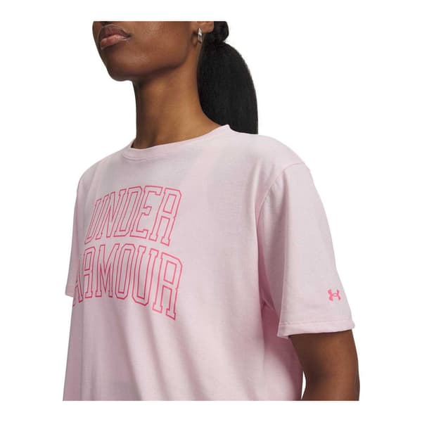 Under Armour Dam/Dam Rival Chest Logo Oversized T-shirt 8 Pink 8 UK
