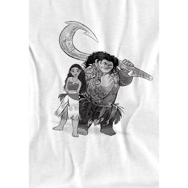 Moana Barn/Flickor Maui Moana Skiss T-shirt 9-10 År Vit White 9-10 Years