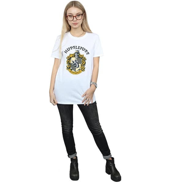 Harry Potter Dam/Damer Hufflepuff Bomull Boyfriend T-shirt White S