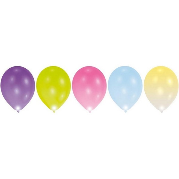 Amscan Latex Plain LED-ballonger (5-pack) En storlek Flerfärgad Multicoloured One Size