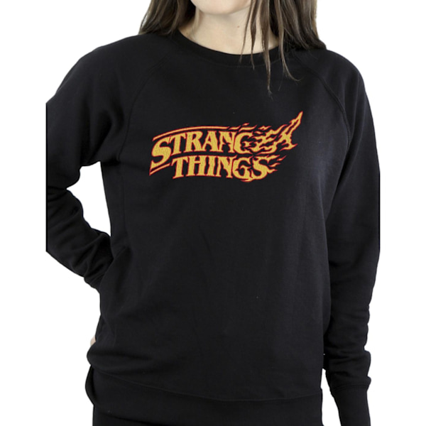 Netflix Dam/Kvinnor Stranger Things Logo Breaking Sweatshirt Black XL