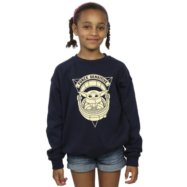 Star Wars Flickor The Mandalorian Grogu Force Sensitive Sweatshirt Navy Blue 3-4 Years