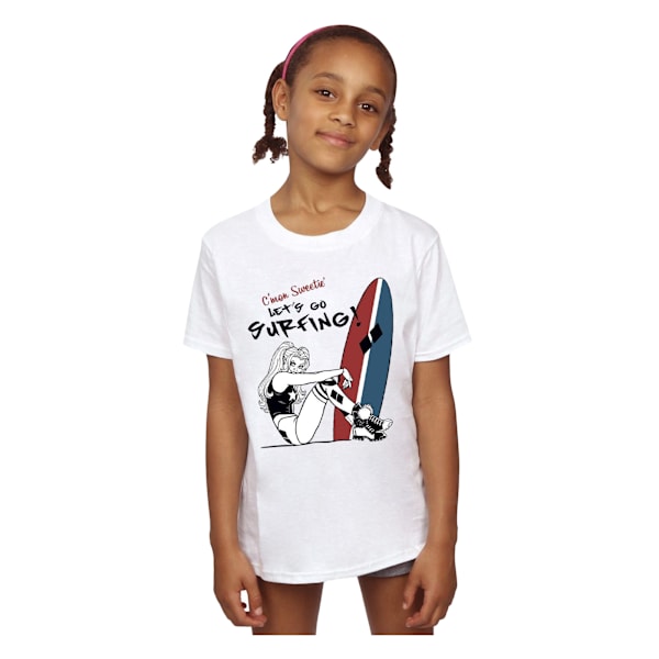 DC Comics Girls Harley Quinn Let´s Go Surfing Bomull T-Shirt 7- White 7-8 Years