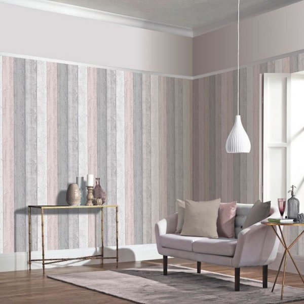 Arthouse Målad Trä Tapet 10m x 53cm Grå/Blush Grey/Blush 10m x 53cm
