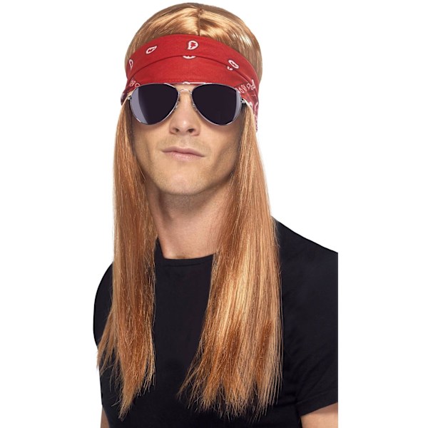 Smiffys Herr 90-tals Rocker Kostym Tillbehör Set One Size Auburn/R Auburn/Red/Black One Size