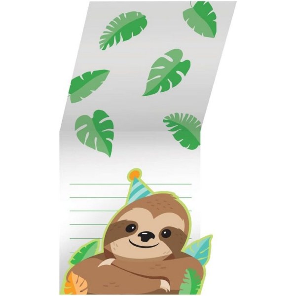 Creative Party Happy Sloth-inbjudningar (paket med 8) One Size Whi White/Brown/Green One Size