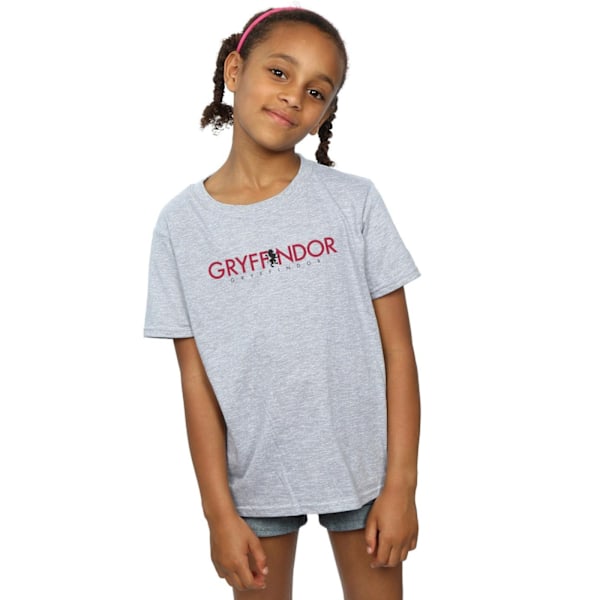 Harry Potter T-shirt i bomull med Gryffindor-text för flickor, 12-13 år, S Sports Grey 12-13 Years