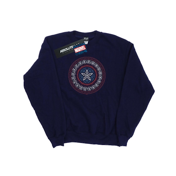 Marvel Dam/Kvinnor Captain America Ornamental Shield Sweatshirt Navy Blue L