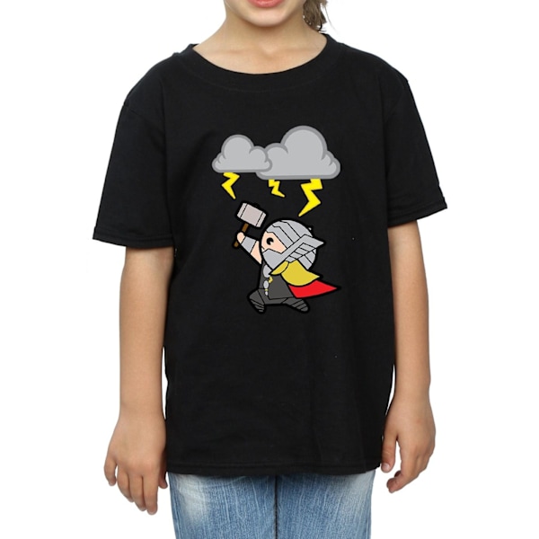 Marvel Girls Kawaii Thor God Of Thunder Bomull T-shirt 9-11 År Black 9-11 Years